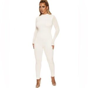 Naked Wardrobe White SCULPT JUMPSUIT CURVE Size XL NWT